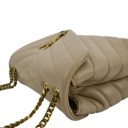 YVES SAINT LAURENT Small Loulou Quilted Leather Crossbody Bag Dark Beige