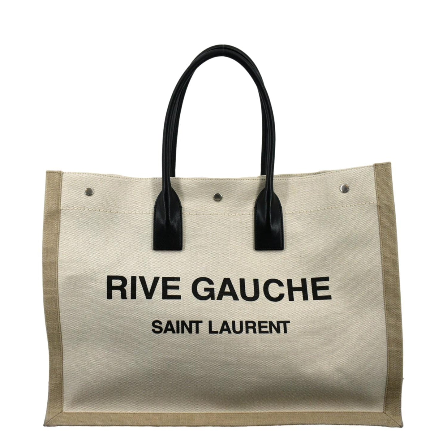 YVES SAINT LAURENT Rive Gauche Small Linen Leather Tote Griege