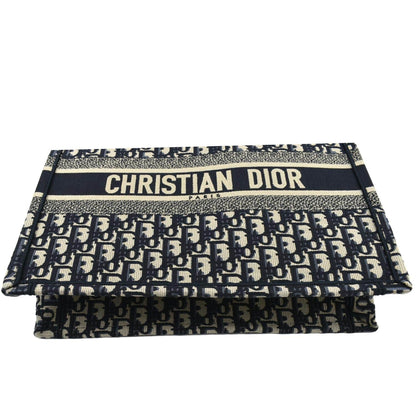 CHRISTIAN DIOR Book Small Oblique Embroidery Tote Bag Blue