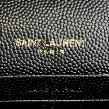 YVES SAINT LAURENT Cassandre Matelasse Chain Wallet Crossbody Bag Black