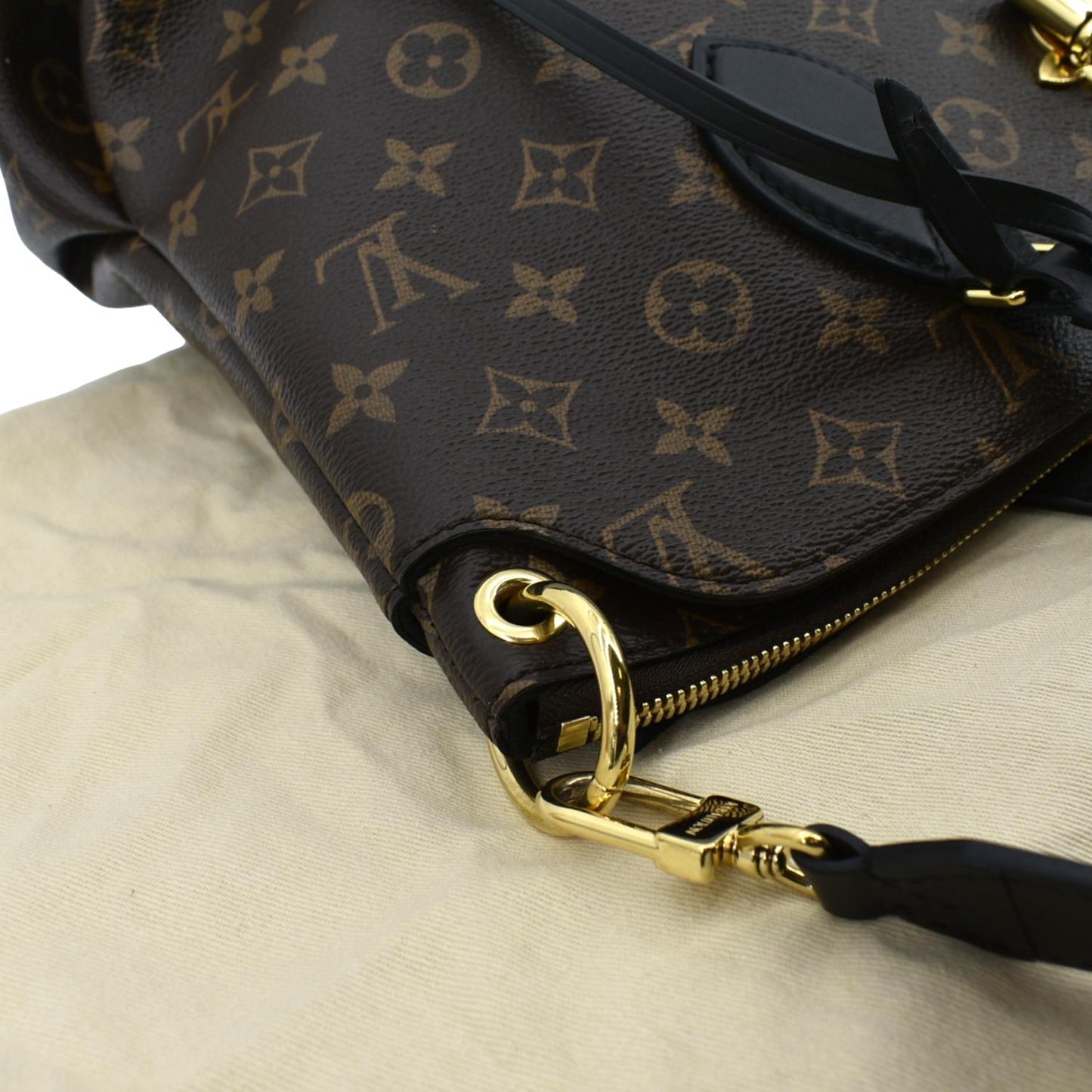 LOUIS VUITTON Flower Zipped MM Monogram Canvas Tote Bag Noir