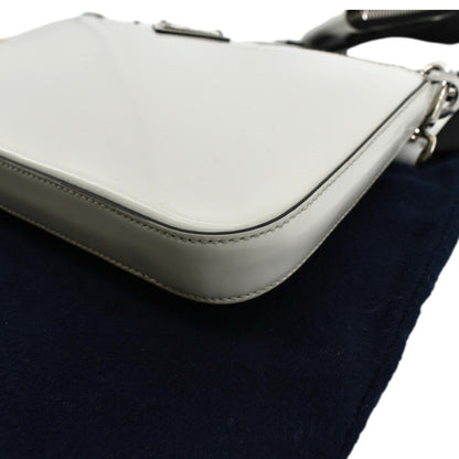 PRADA Brushed Leather Shoulder Bag White
