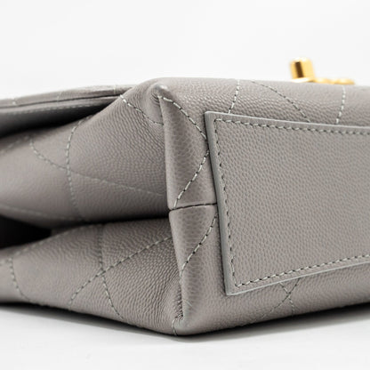 Chanel Mini Quilted Flap Bag With Chain Handle Caviar Grey  (microchip)