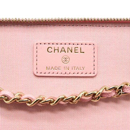Chanel Long Vanity With Chain Caviar Pink L