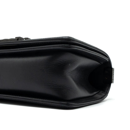 Chanel Small Boy Bag Chevron Calfskin Black/Iridescent Blue Black Hardware