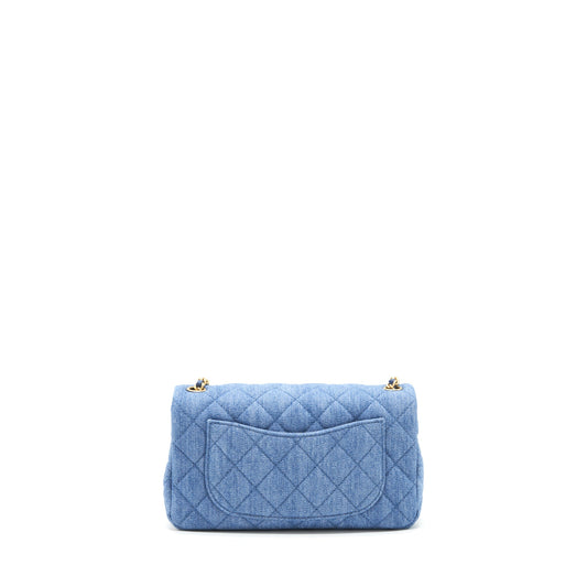 Chanel 21K Pearl Crush Mini Rectangular Flap Bag Denim