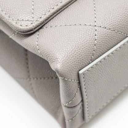 Chanel Mini Quilted Flap Bag With Chain Handle Caviar Grey  (microchip)