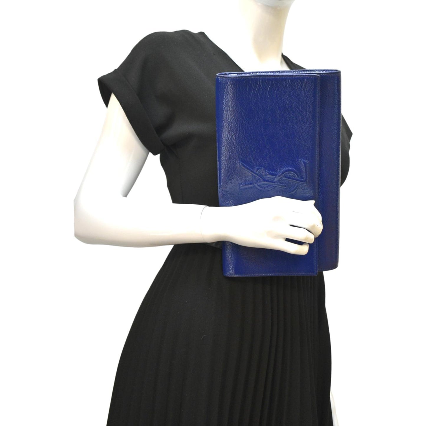 YVES SAINT LAURENT Belle de Jour Leather Clutch Bag Blue