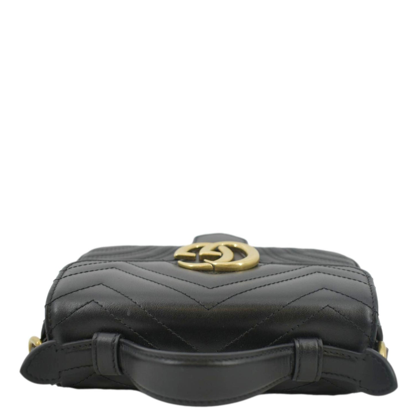GUCCI GG Marmont Leather Top Handle Crossbody Bag Black 547260