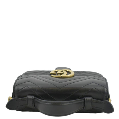 GUCCI GG Marmont Leather Top Handle Crossbody Bag Black 547260