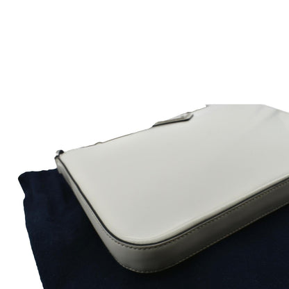 PRADA Brushed Leather Shoulder Bag White