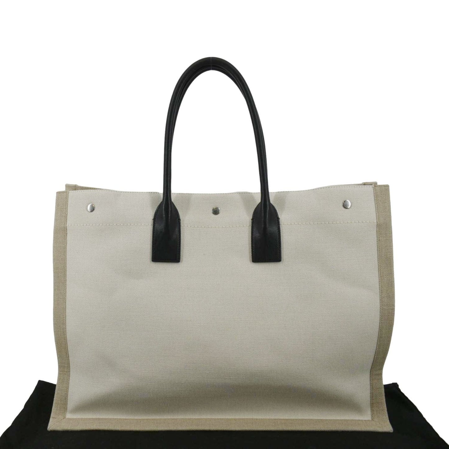 YVES SAINT LAURENT Rive Gauche Small Linen Leather Tote Griege