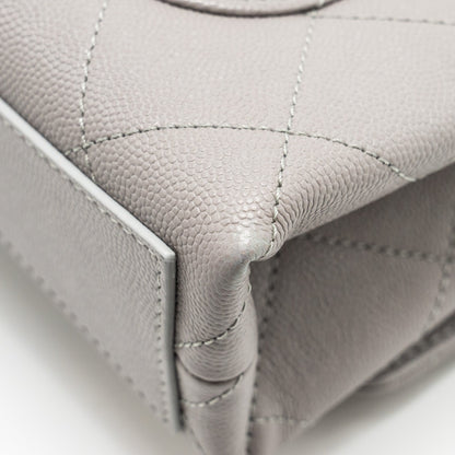 Chanel Mini Quilted Flap Bag With Chain Handle Caviar Grey  (microchip)