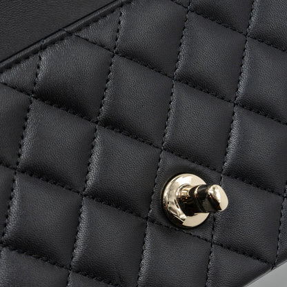 Chanel 22P Lion Charm Top Handle Mini Rectangular Flap Bag Lambskin Black L (microchip)
