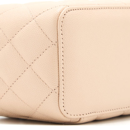 Chanel Long Vanity With Chain Caviar Beige L