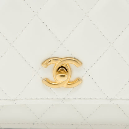 Chanel 23P Top Handle Wallet on Chain Calfskin White/Multicolour Brushed  (Microchip)