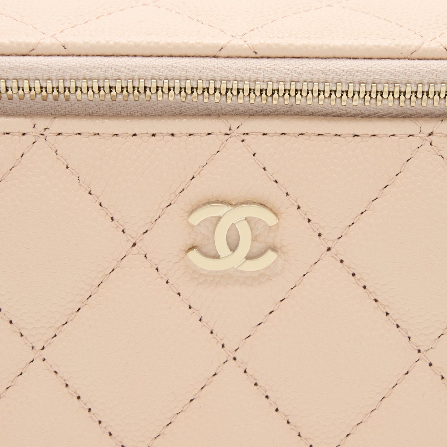 Chanel Long Vanity With Chain Caviar Beige L