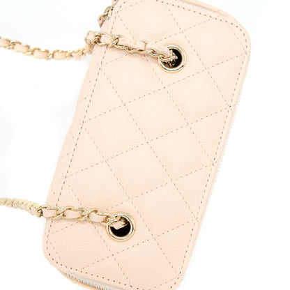 Chanel Long Vanity With Chain Caviar Beige L