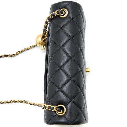 Chanel Pearl Crush Mini Rectangular Lambskin Black Brushed  (Microchip)