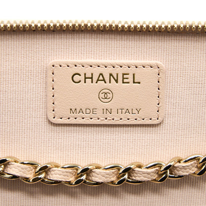 Chanel Long Vanity With Chain Caviar Beige L