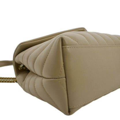 YVES SAINT LAURENT Small Loulou Quilted Leather Crossbody Bag Dark Beige