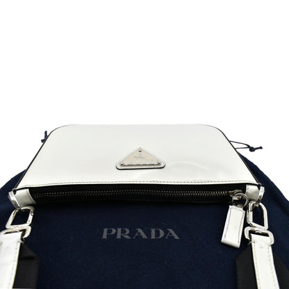 PRADA Brushed Leather Shoulder Bag White