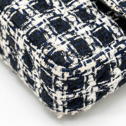 Chanel Mini Flap Bag with Detailed Chain Tweed Black/White L (Microchip)
