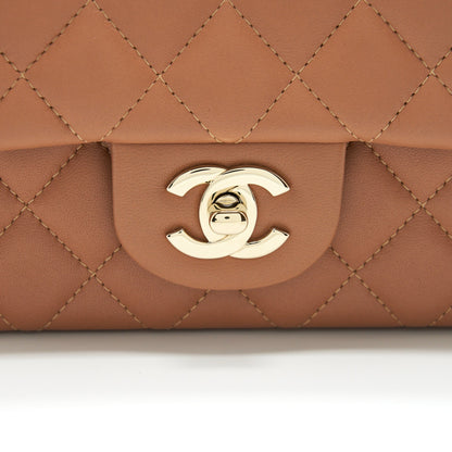 Chanel Mini Rectangular Flap Bag Lambskin Caramel L