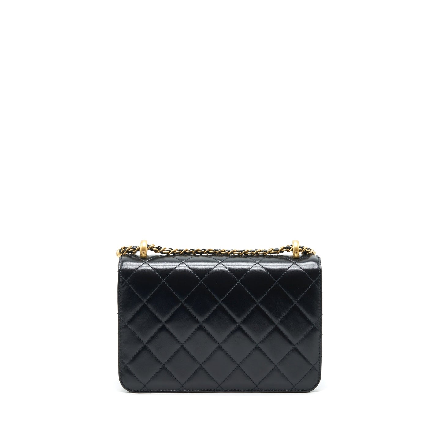 Chanel 21A Gold Crush Flap Bag Calfskin Black