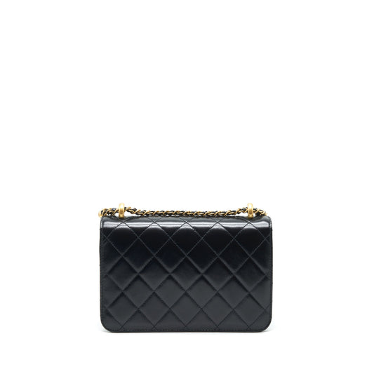 Chanel 21A Gold Crush Flap Bag Calfskin Black