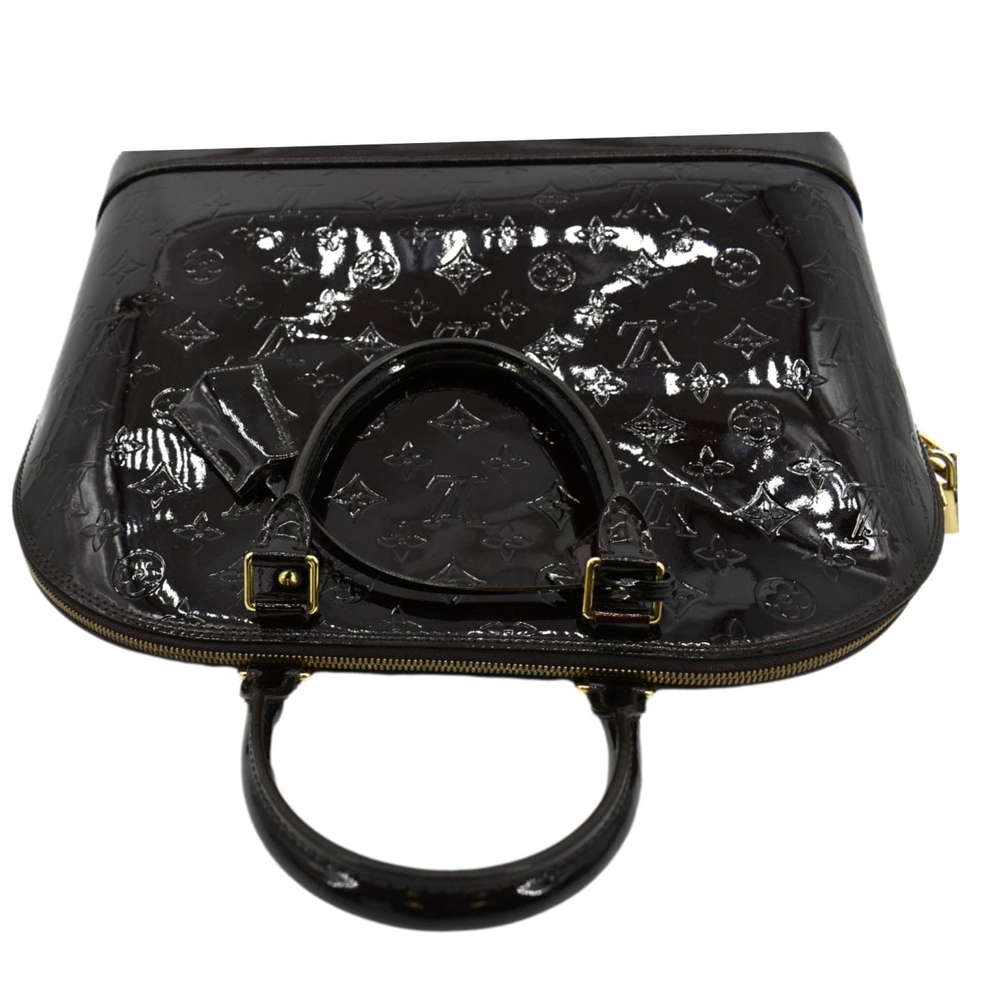 LOUIS VUITTON Alma GM Monogram Vernis Leather Satchel Bag Amarante