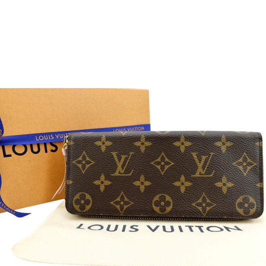 LOUIS VUITTON Clemence Monogram Canvas Zippy Wallet Brown