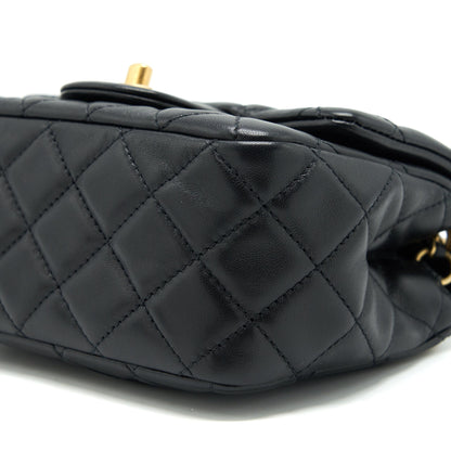 Chanel pearl Crush mini square Flap bag lambskin Black
