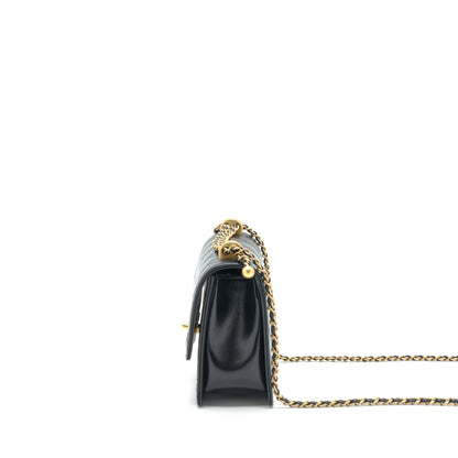 Chanel 21A Gold Crush Flap Bag Calfskin Black
