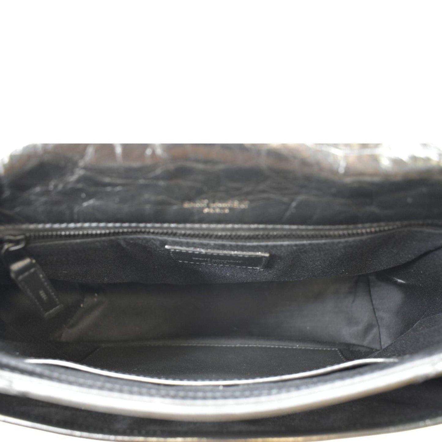 YVES SAINT LAURENT Niki Baby Crinkle Leather Shoulder Bag Black