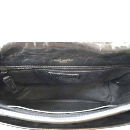 YVES SAINT LAURENT Niki Baby Crinkle Leather Shoulder Bag Black