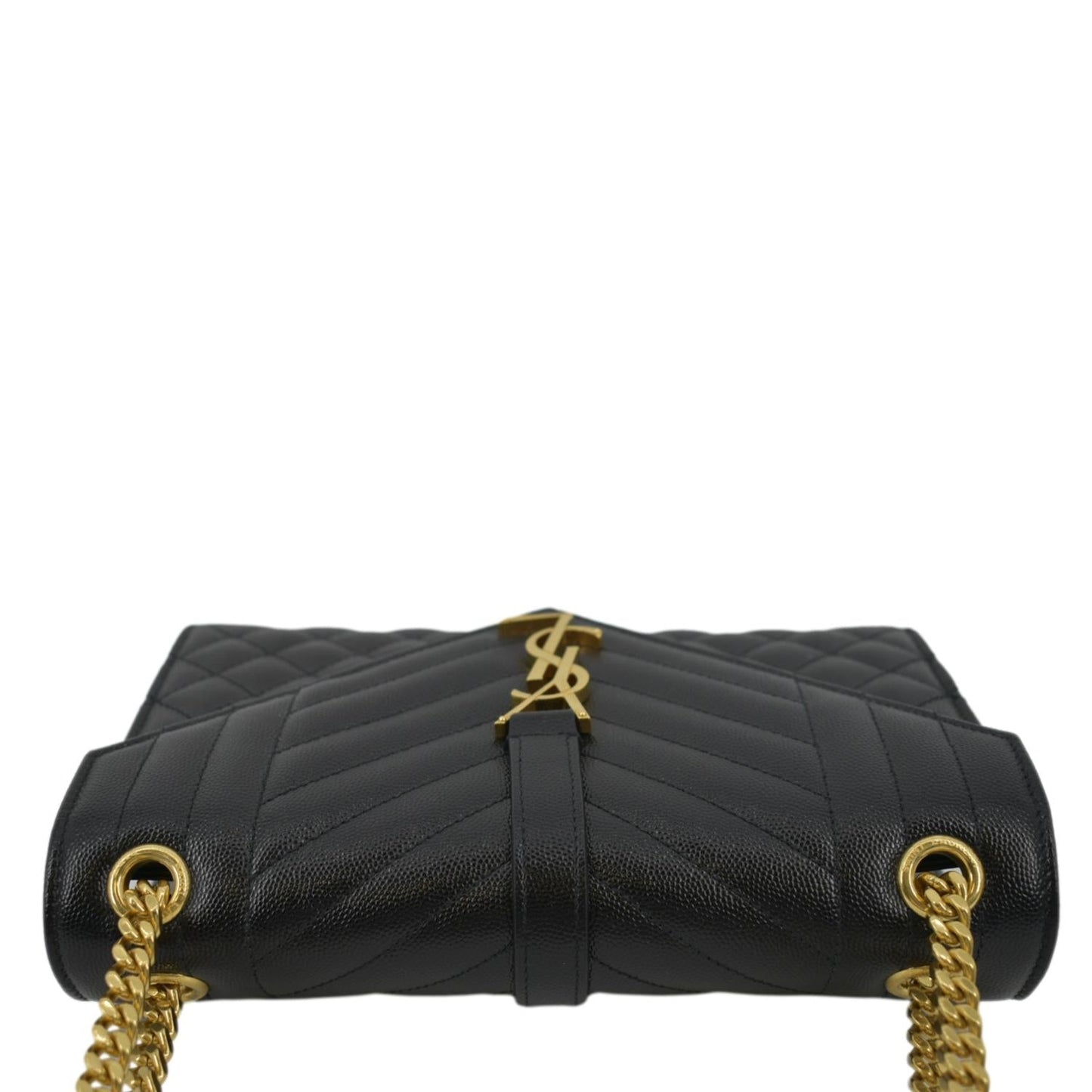 YVES SAINT LAURENT Envelope Flap Matelasse Leather Crossbody Bag Black