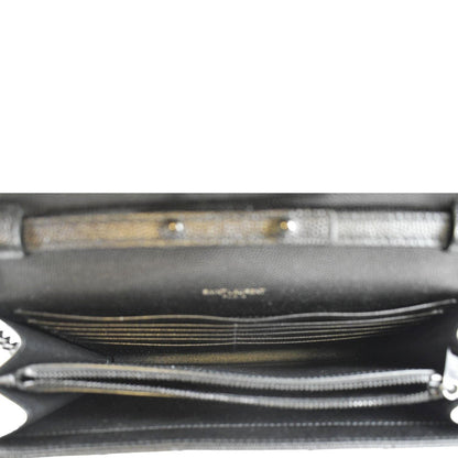 YVES SAINT LAURENT Cassandre Chain Wallet Leather Crossbody Bag Black