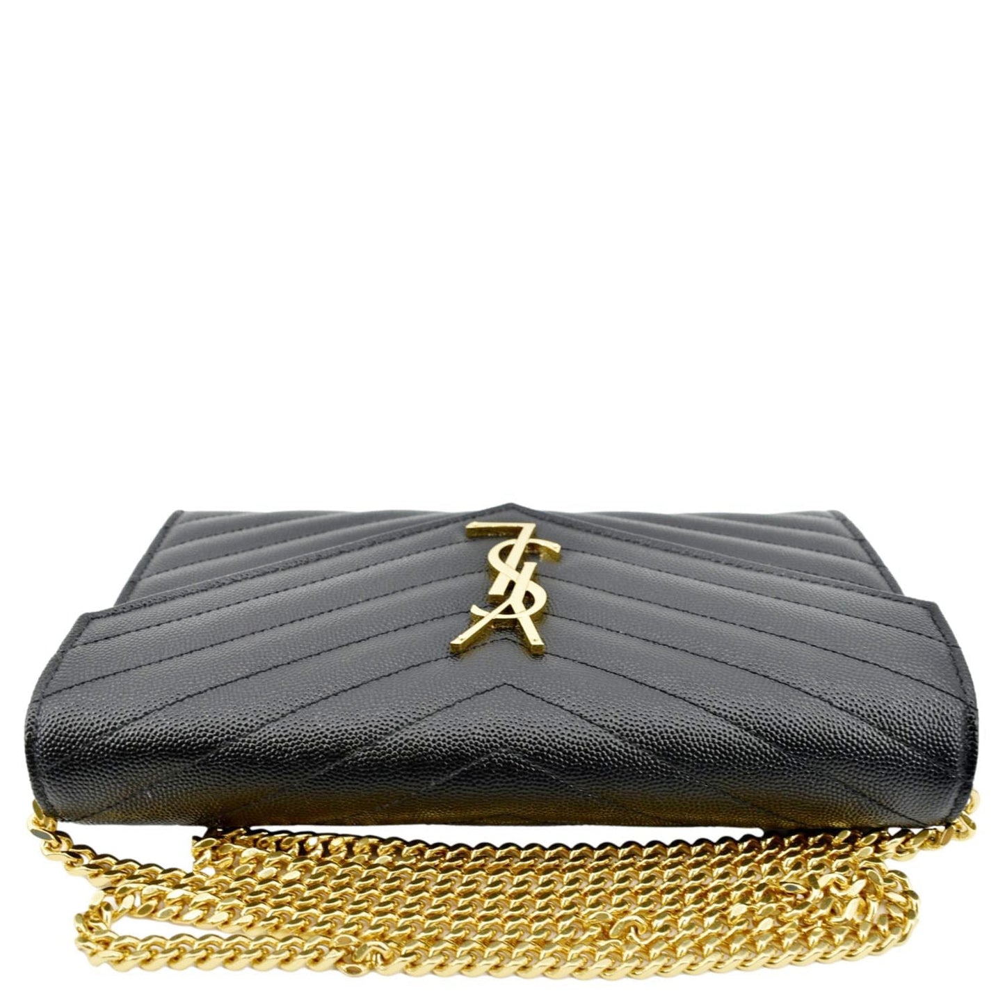 YVES SAINT LAURENT Cassandre Matelasse Chain Wallet Crossbody Bag Black