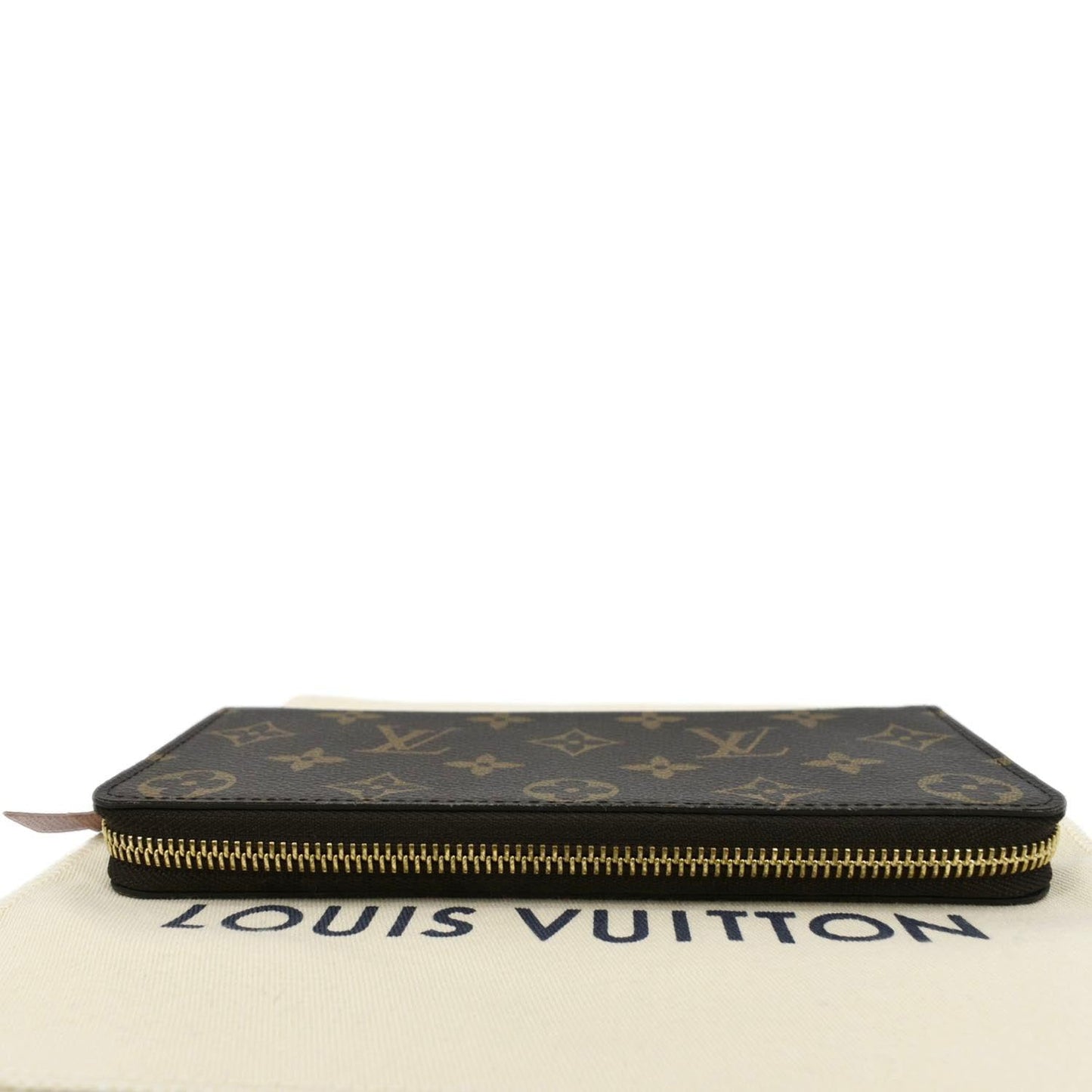 LOUIS VUITTON Clemence Monogram Canvas Zippy Wallet Brown