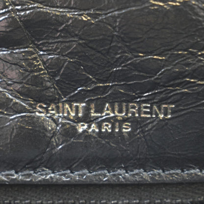 YVES SAINT LAURENT Niki Baby Crinkle Leather Shoulder Bag Black