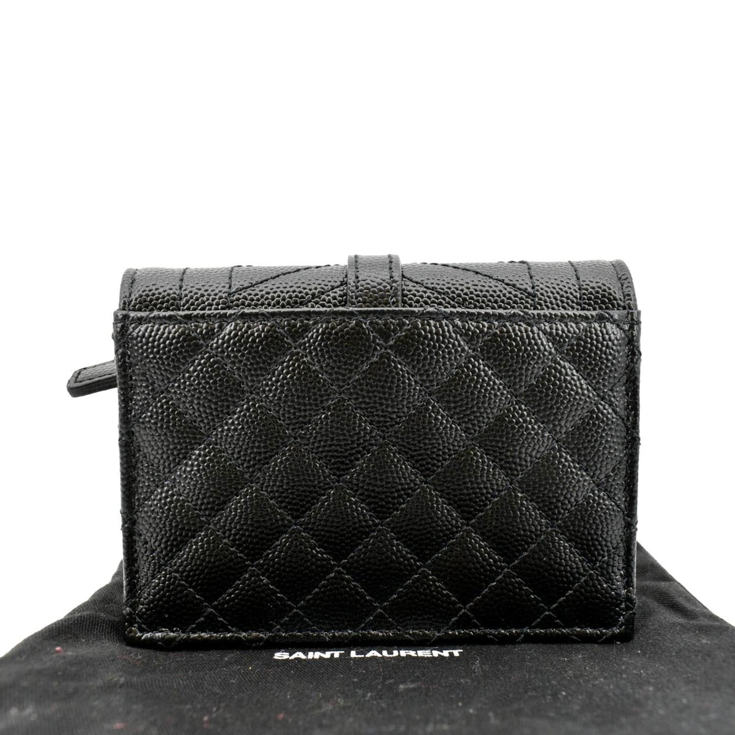 YVES SAINT LAURENT Gaby Small Envelope Quilted Leather Wallet Black