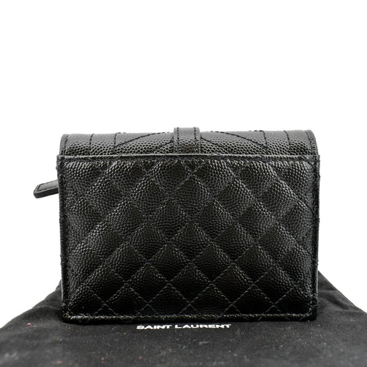YVES SAINT LAURENT Gaby Small Envelope Quilted Leather Wallet Black