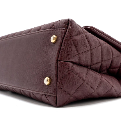 Chanel Medium Coco Handle With Lizard Handle Caviar Burgundy