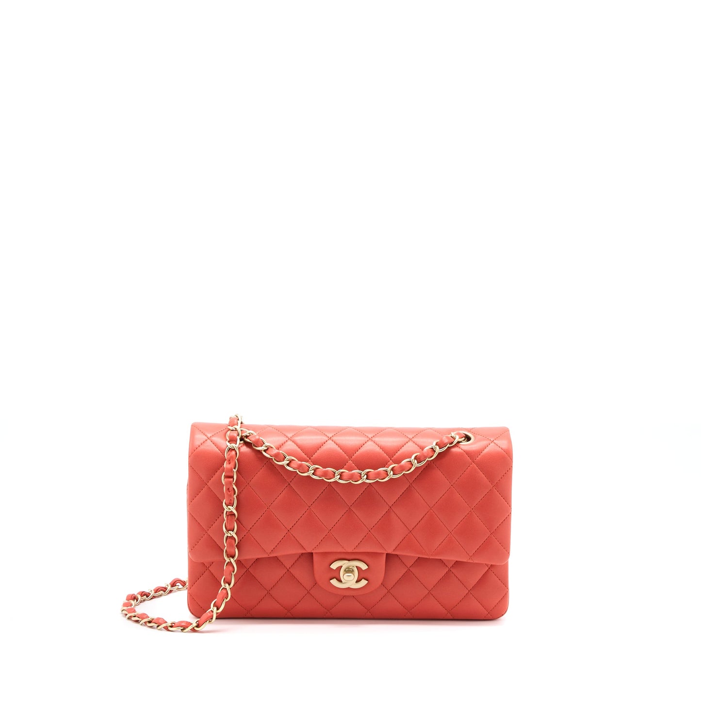 Chanel Medium Classic Double Flap Bag Lambskin Coral Brushed