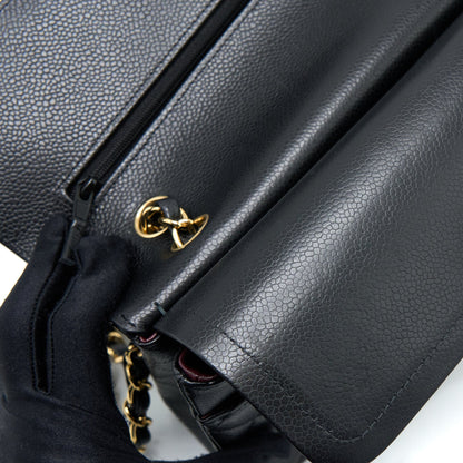 Chanel Medium Classic Double Flap Bag Caviar Black  (Microchip)