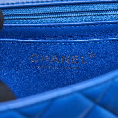 Chanel Mini Square Flap Bag Lambskin Blue