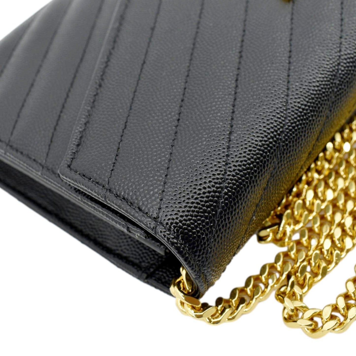 YVES SAINT LAURENT Cassandre Matelasse Chain Wallet Crossbody Bag Black