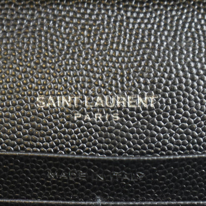 YVES SAINT LAURENT Cassandre Chain Wallet Leather Crossbody Bag Black