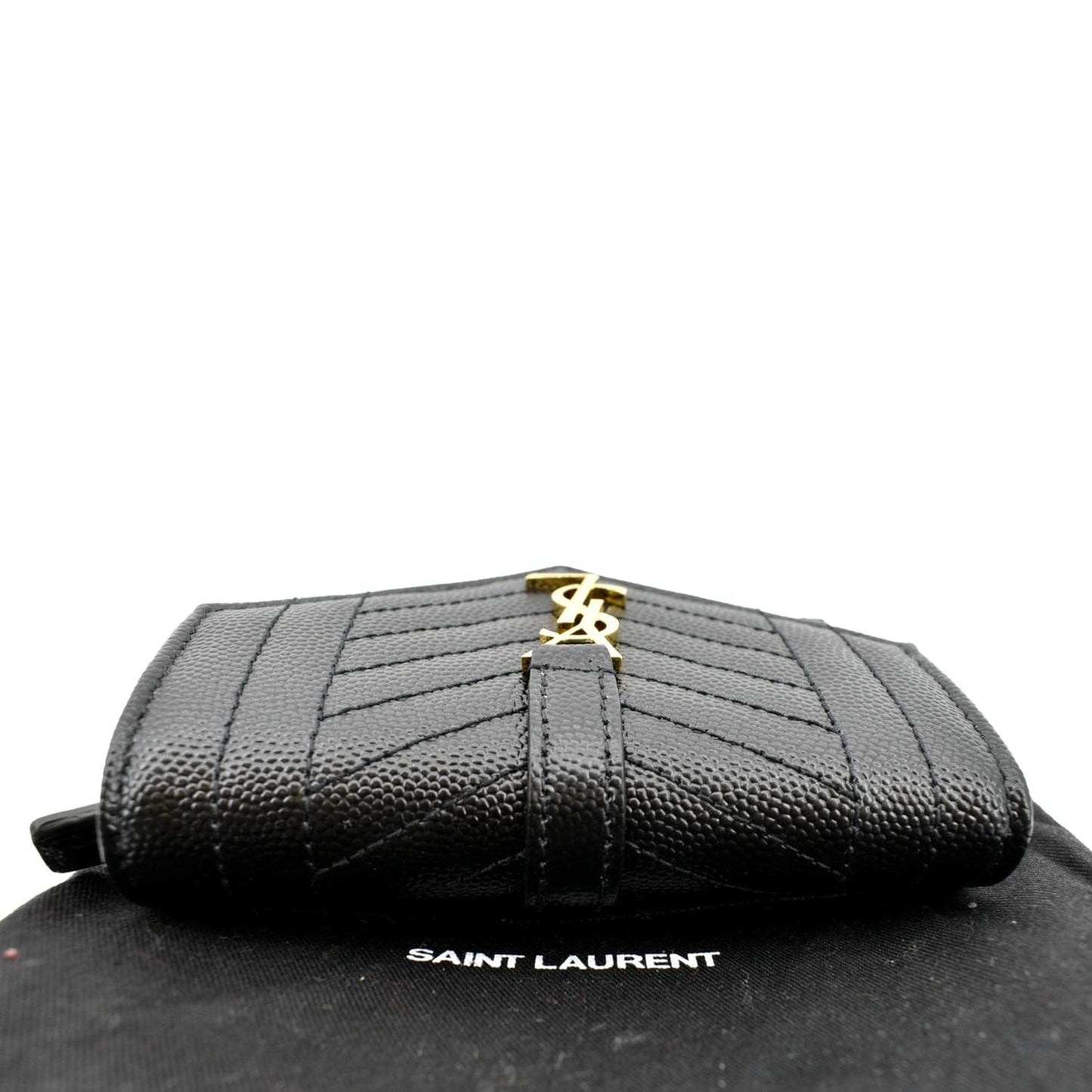 YVES SAINT LAURENT Gaby Small Envelope Quilted Leather Wallet Black